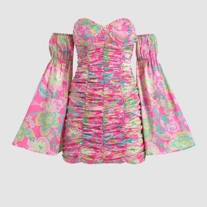 NWT Cider Floral Ruched Off Shoulder Mini Dress